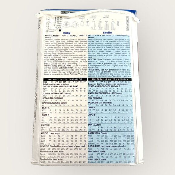 Vintage 1990s Butterick Sewing Pattern 5270 Misses Jacket Skirt Pants Size 8-12 - Picture 2 of 2